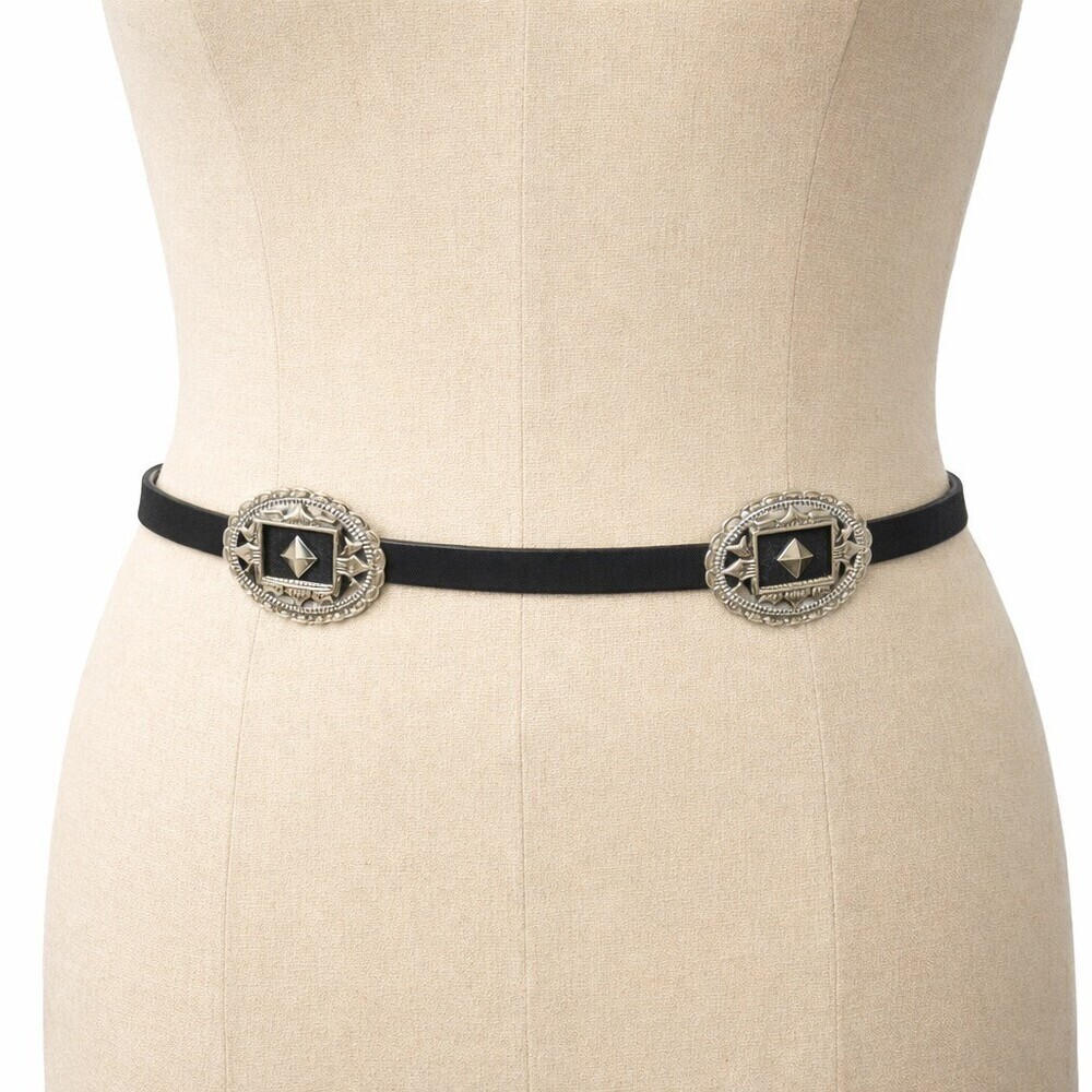 Vintage Y2K Express black silver concho belt womens size large